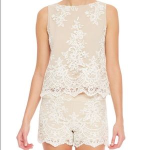 Alice & Olivia Amal Lace Top & Marisa Scalloped Lace Shorts Set